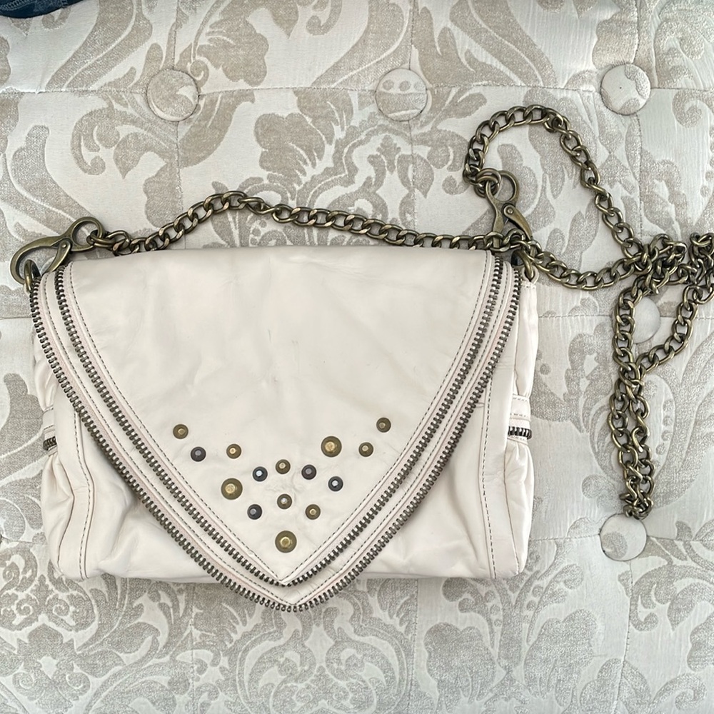 Matt & Nat cream vegan leather bag with chain strap